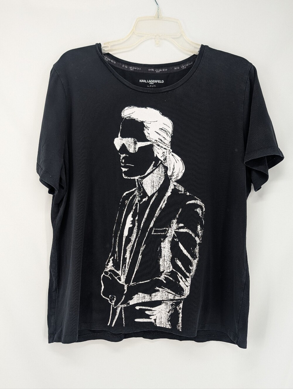 Karl Lagerfeld Paris Black Short-Sleeve Graphic Tee Womens XL